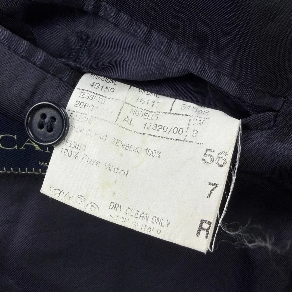 Canali Saks Sport Coat Mens 46R Navy Blue Wool 3-Button Blazer Italy FLAWS